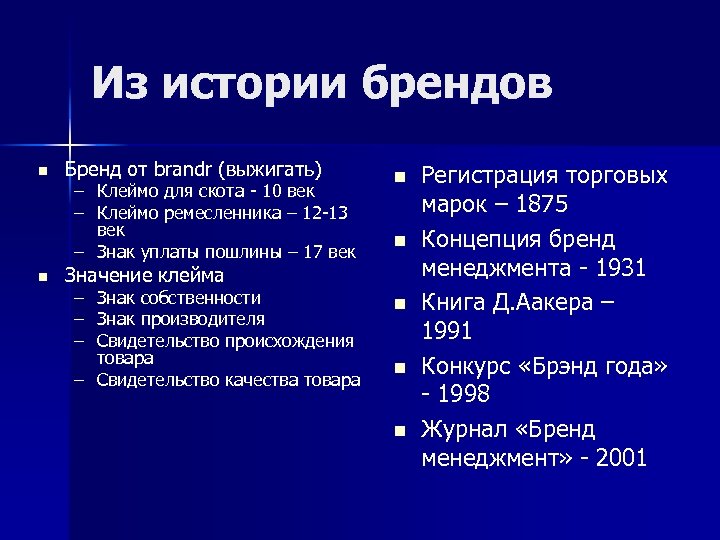 Из истории брендов n n Бренд от brandr (выжигать) – Клеймо для скота -