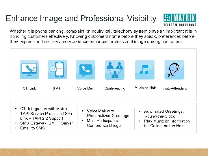 Enhance Image and Professional Visibility Whether it is phone banking, complaint or inquiry call,