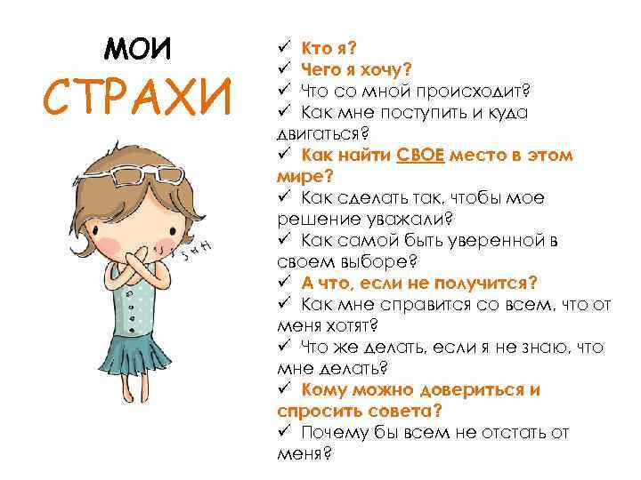 МОИ СТРАХИ ü Кто я? ü Чего я хочу? ü Что со мной происходит?