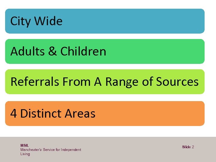 City Wide Adults & Children Referrals From A Range of Sources 4 Distinct Areas