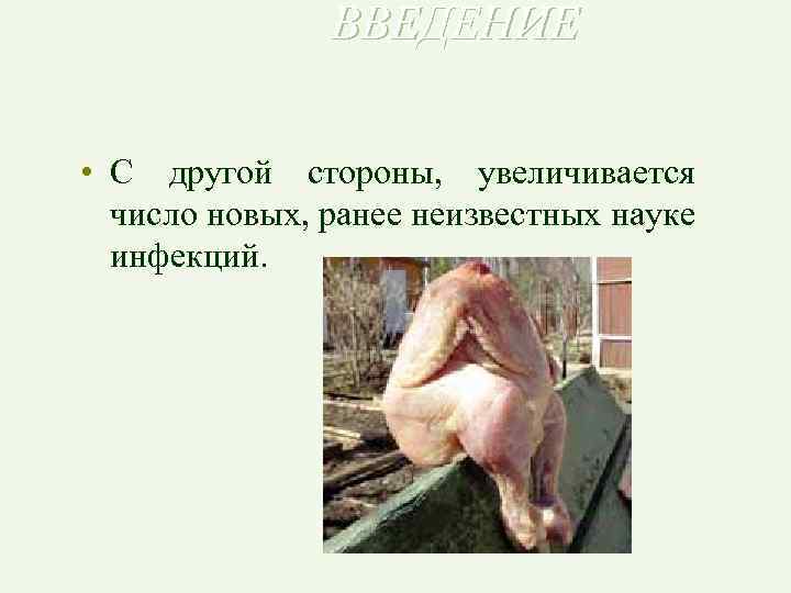 ВВЕДЕНИЕ • С другой стороны, увеличивается число новых, ранее неизвестных науке инфекций. 