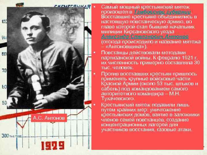 • • А. С. Антонов Самый мощный крестьянский мятеж произошел в Тамбовской губернии.