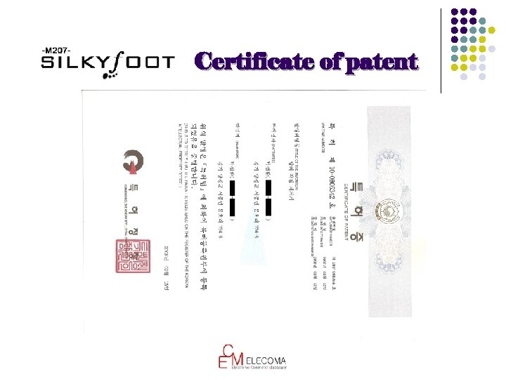 Certificate of patent 