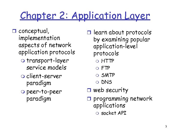 Chapter 2: Application Layer r conceptual, implementation aspects of network application protocols m transport-layer