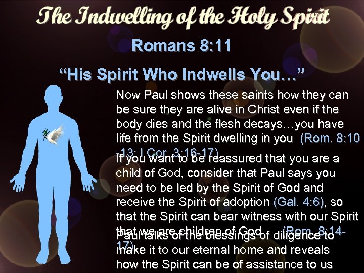 Romans 8: 11 “His Spirit Who Indwells You…” Now Paul shows these saints how