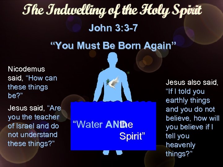 John 3: 3 -7 “You Must Be Born Again” Nicodemus said, “How can these