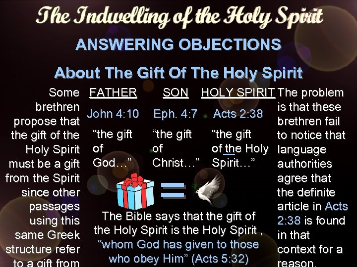 ANSWERING OBJECTIONS About The Gift Of The Holy Spirit Some FATHER SON HOLY SPIRIT