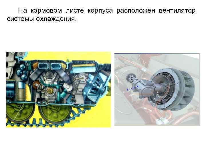 На кормовом листе корпуса расположен вентилятор системы охлаждения. 