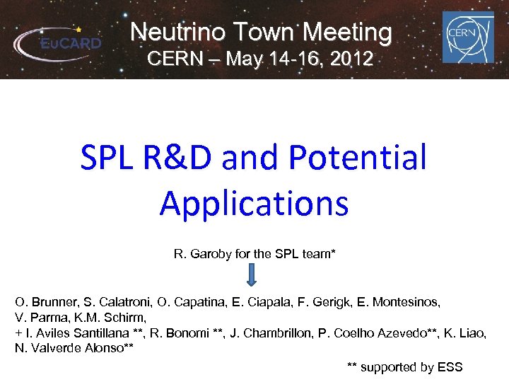 Neutrino Town Meeting CERN – May 14 -16, 2012 SPL R&D and Potential Applications