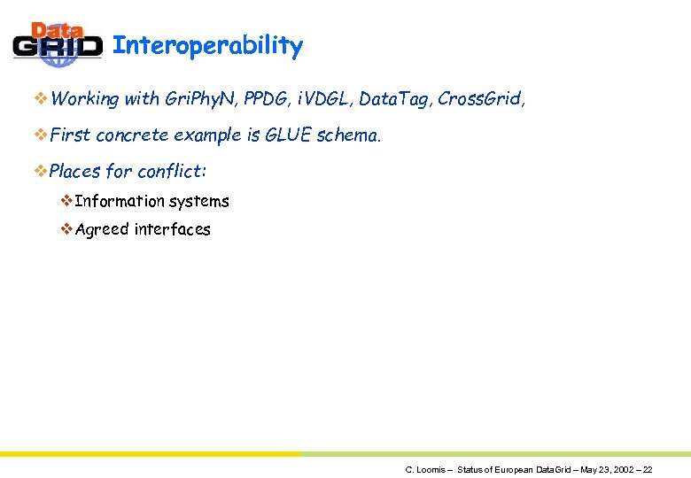 Interoperability v. Working with Gri. Phy. N, PPDG, i. VDGL, Data. Tag, Cross. Grid,