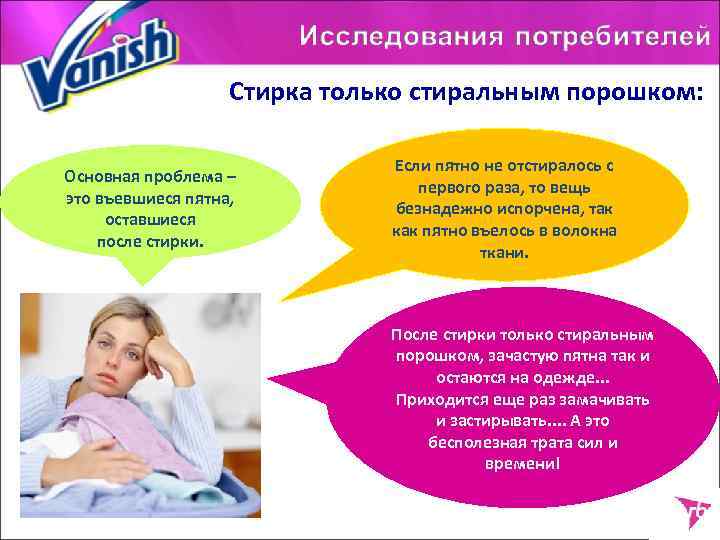 Стирка только стиральным порошком: Основная проблема – это въевшиеся пятна, оставшиеся после стирки. Если