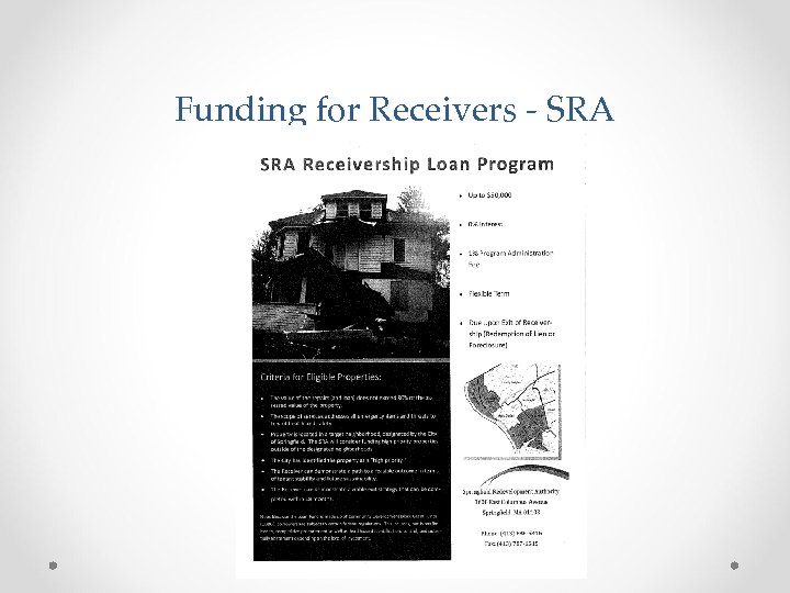 Funding for Receivers - SRA 
