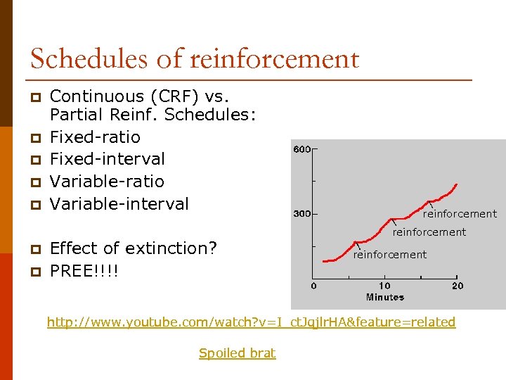 Schedules of reinforcement p p p p Continuous (CRF) vs. Partial Reinf. Schedules: Fixed-ratio