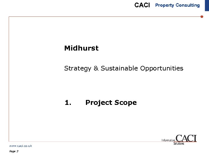 CACI Property Consulting Midhurst Strategy & Sustainable Opportunities 1. Page 3 Project Scope 