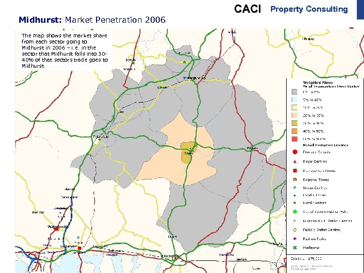 Midhurst: Market Penetration 2006 The map shows the market share from each sector going