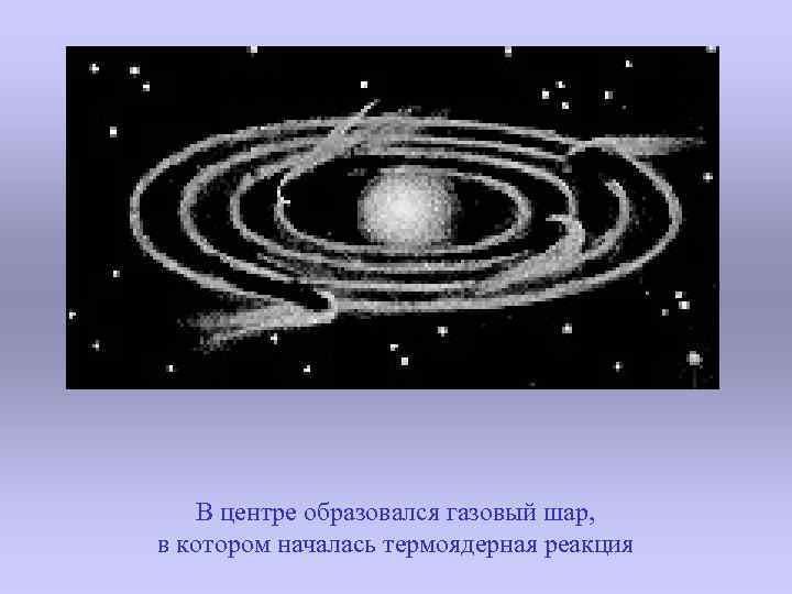 В центре образовался газовый шар, в котором началась термоядерная реакция 