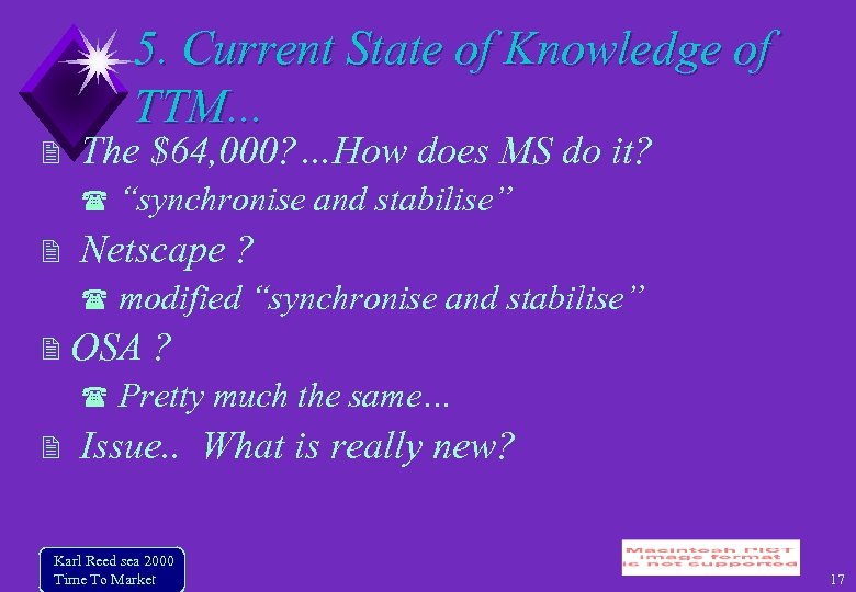 5. Current State of Knowledge of TTM. . . The $64, 000? …How does