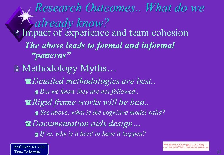 Research Outcomes. . What do we already know? Impact of experience and team cohesion