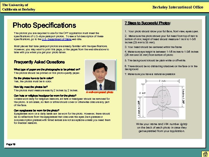 The University of California at Berkeley Photo Specifications The photos you are required to