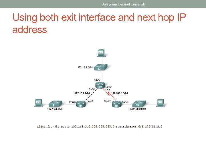 Suleyman Demirel University Using both exit interface and next hop IP address 