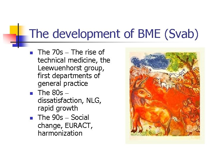 The development of BME (Svab) n n n The 70 s – The rise