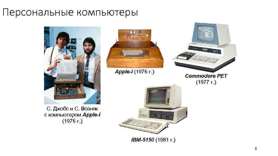 Персональные компьютеры Apple-I (1976 г. ) Commodore PET (1977 г. ) С. Джобс и