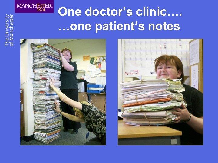 One doctor’s clinic…. …one patient’s notes 