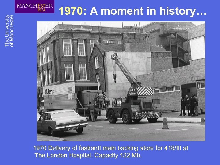 1970: A moment in history… 1970 Delivery of fastran. II main backing store for
