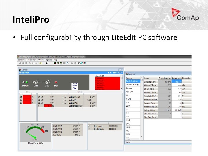 Inteli. Pro • Full configurability through Lite. Edit PC software 