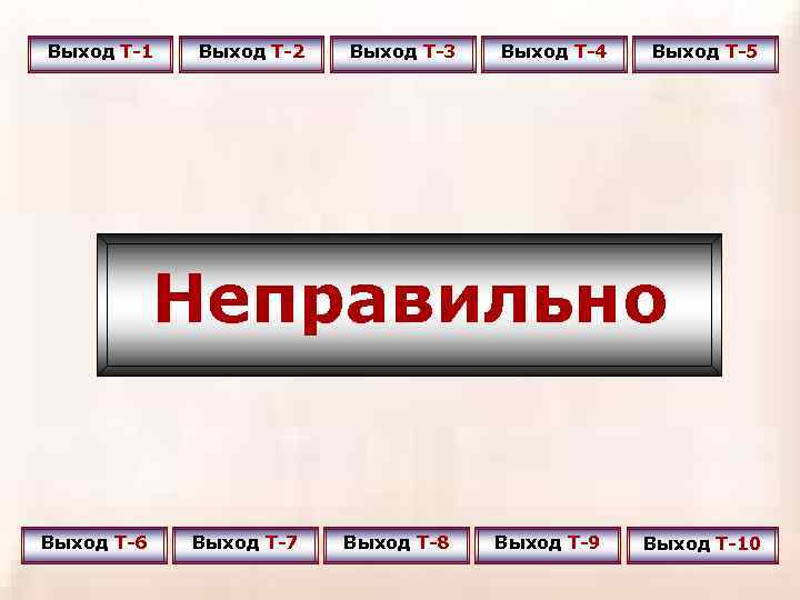 Выход Т-1 Выход Т-2 Выход Т-3 Выход Т-4 Выход Т-5 Неправильно Выход Т-6 Выход