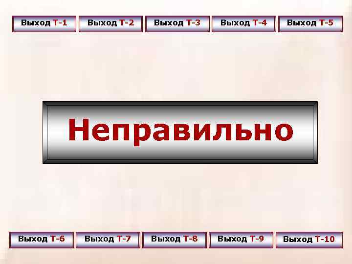 Выход Т-1 Выход Т-2 Выход Т-3 Выход Т-4 Выход Т-5 Неправильно Выход Т-6 Выход