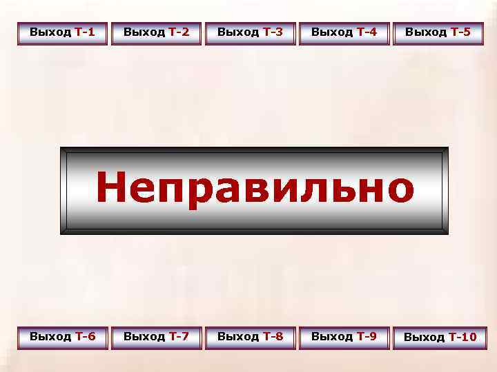 Выход Т-1 Выход Т-2 Выход Т-3 Выход Т-4 Выход Т-5 Неправильно Выход Т-6 Выход