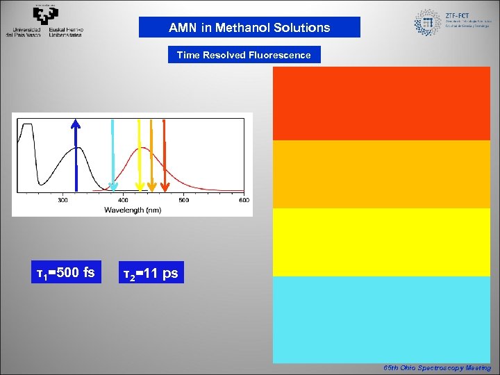 AMN in Methanol Solutions Time Resolved Fluorescence τ1=500 fs τ2=11 ps Time (fs) Time