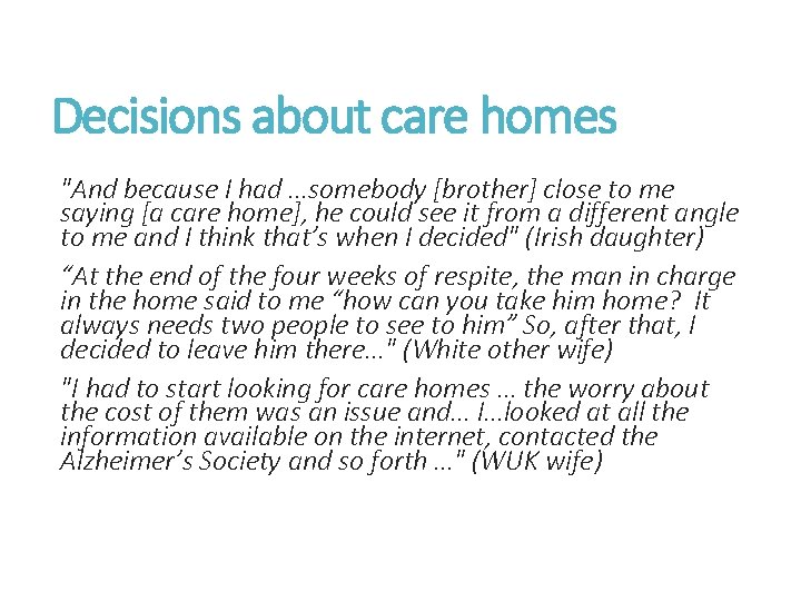 Decisions about care homes 