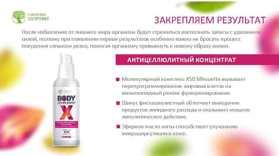 ЗАКРЕПЛЯЕМ РЕЗУЛЬТАТ После избавления от лишнего жира организм будет стремиться восполнить запасы с удвоенной