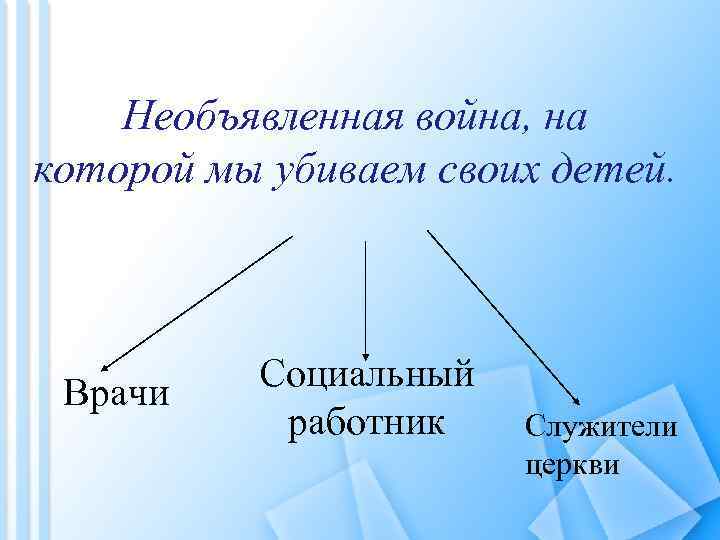 Необъявленная война, на которой мы убиваем своих детей. Врачи Социальный работник Служители церкви 
