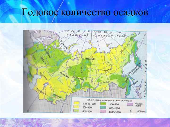 Годовое количество осадков 