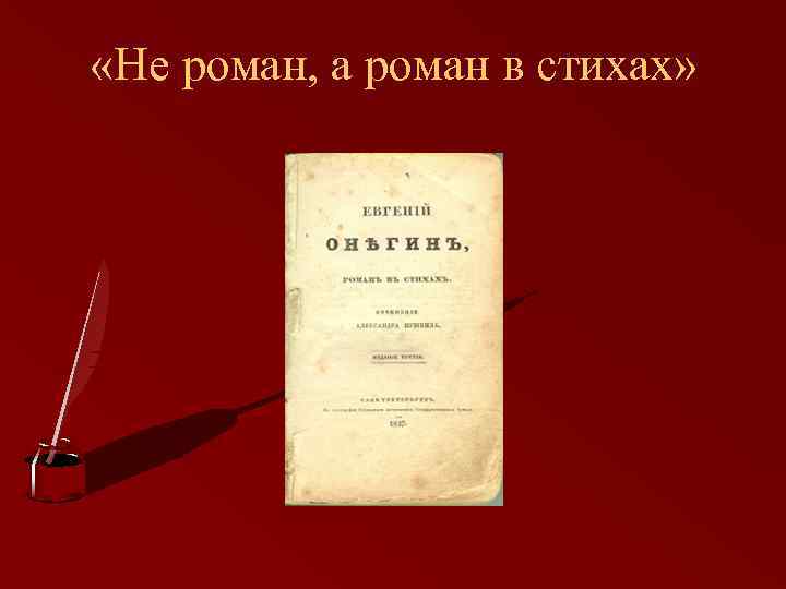 «Не роман, а роман в стихах» 