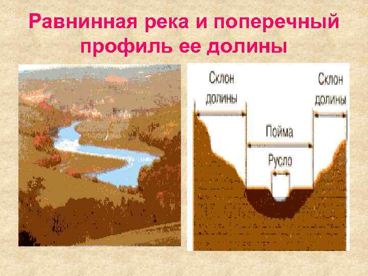 Равнинная река и поперечный профиль ее долины 