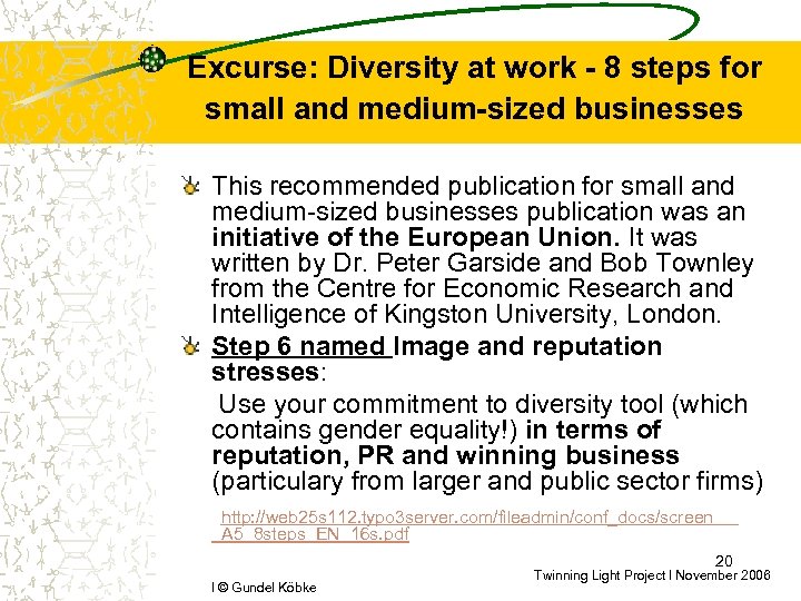 Excurse: Diversity at work - 8 steps for small and medium-sized businesses This recommended