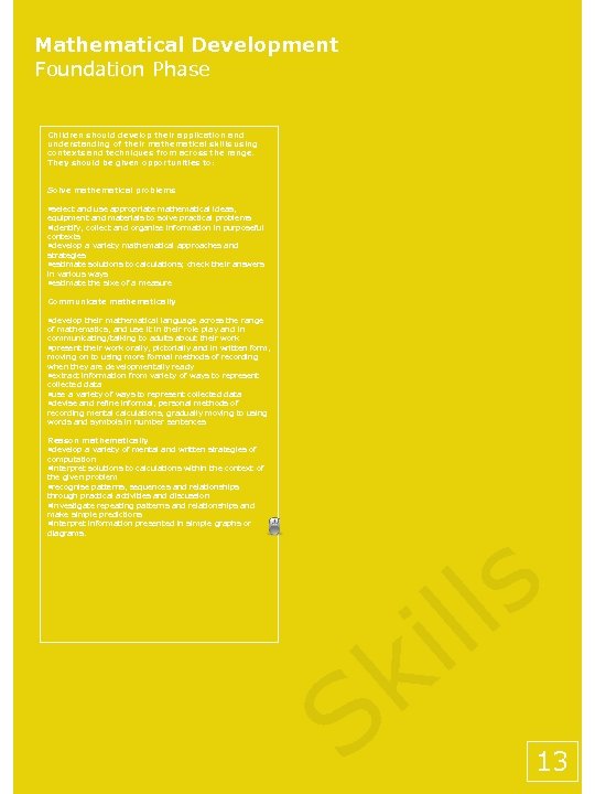 Mathematical Development Foundation Phase Children should develop their application and understanding of their mathematical