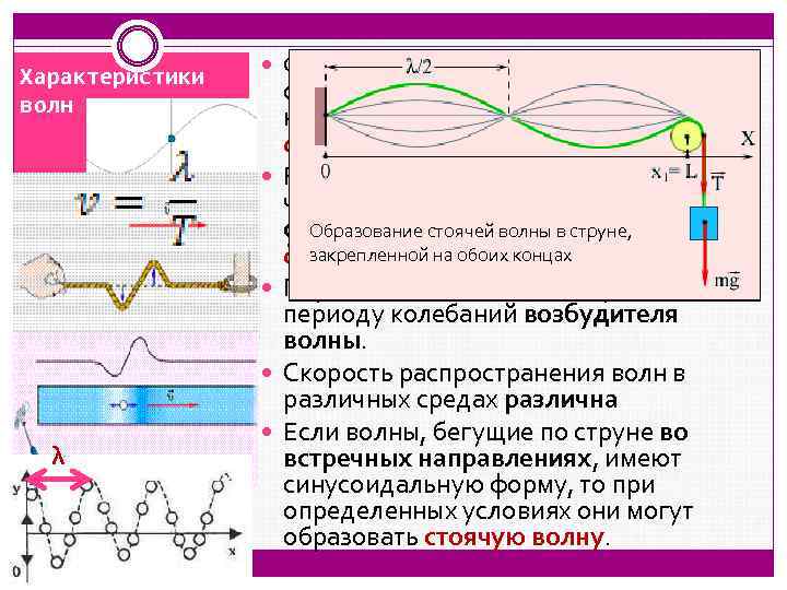 Характеристики волн Физическая величина, равная λ отношению длины волны (λ) к периоду колебаний ее