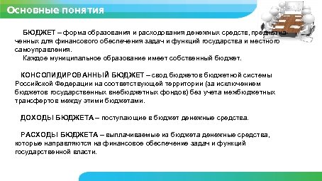 Месторасположение и численность населения Основные понятия БЮДЖЕТ – форма образования и расходования денежных средств,