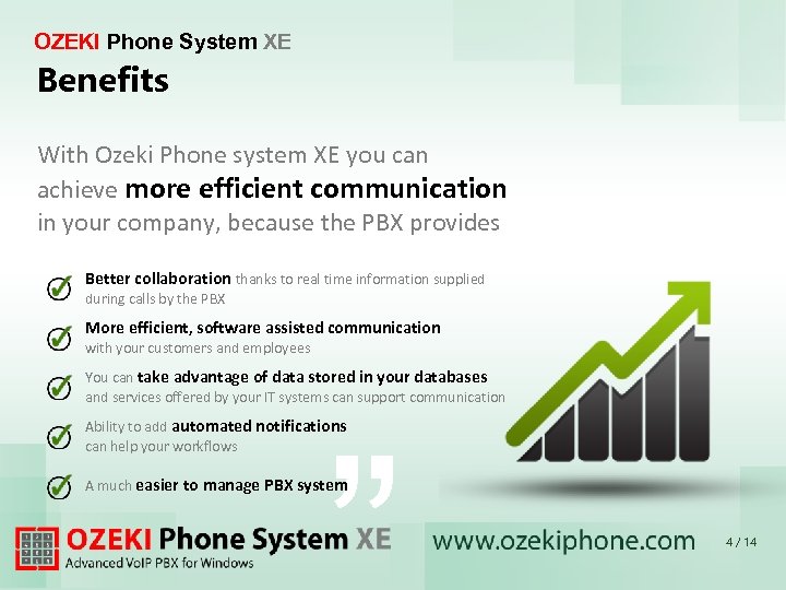 OZEKI Phone System XE Benefits With Ozeki Phone system XE you can achieve more