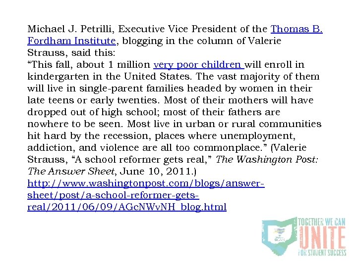 Michael J. Petrilli, Executive Vice President of the Thomas B. Fordham Institute, blogging in