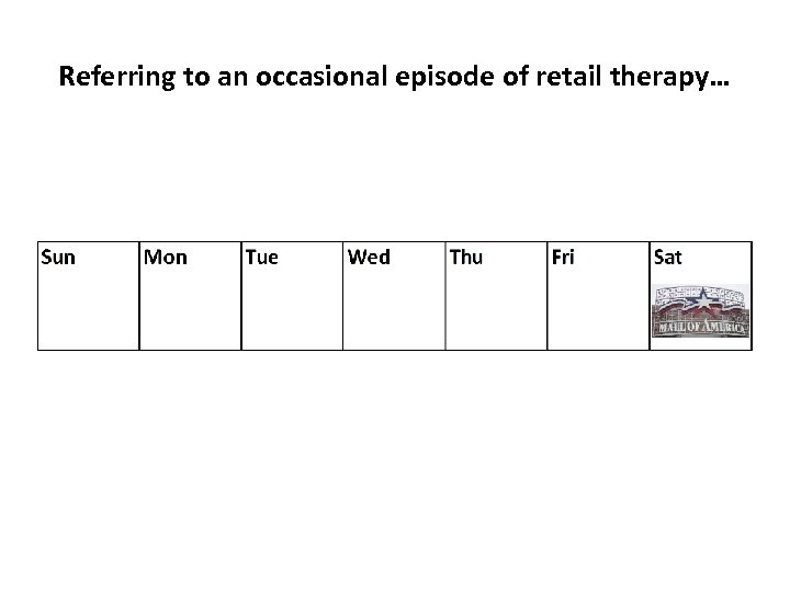 Referring to an occasional episode of retail therapy… 