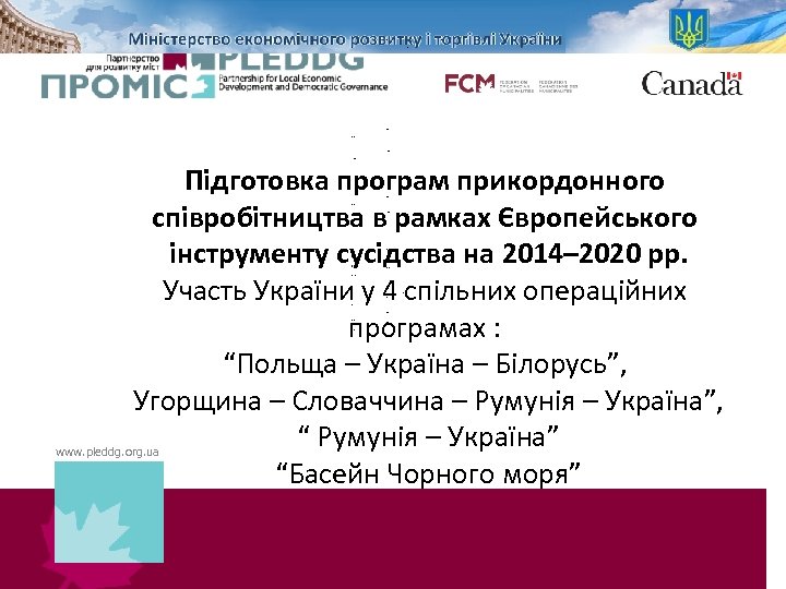 Підготовка програм прикордонного співробітництва в рамках Європейського інструменту сусідства на 2014– 2020 рр. Участь