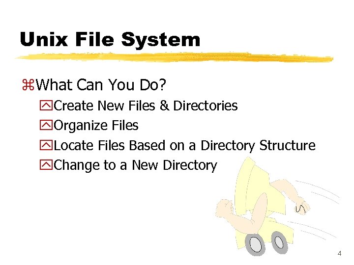 Unix File System z. What Can You Do? y. Create New Files & Directories