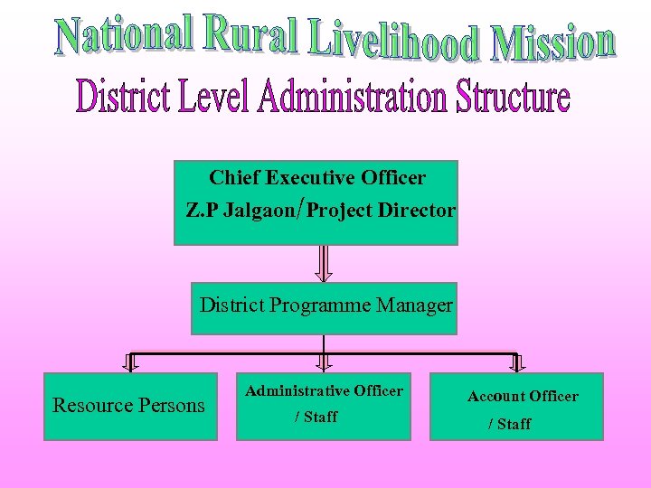 Chief Executive Officer Z. P Jalgaon/Project Director District Programme Manager Resource Persons Administrative Officer