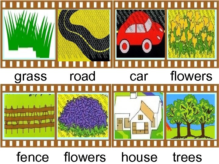 grass road car fence flowers house flowers trees 